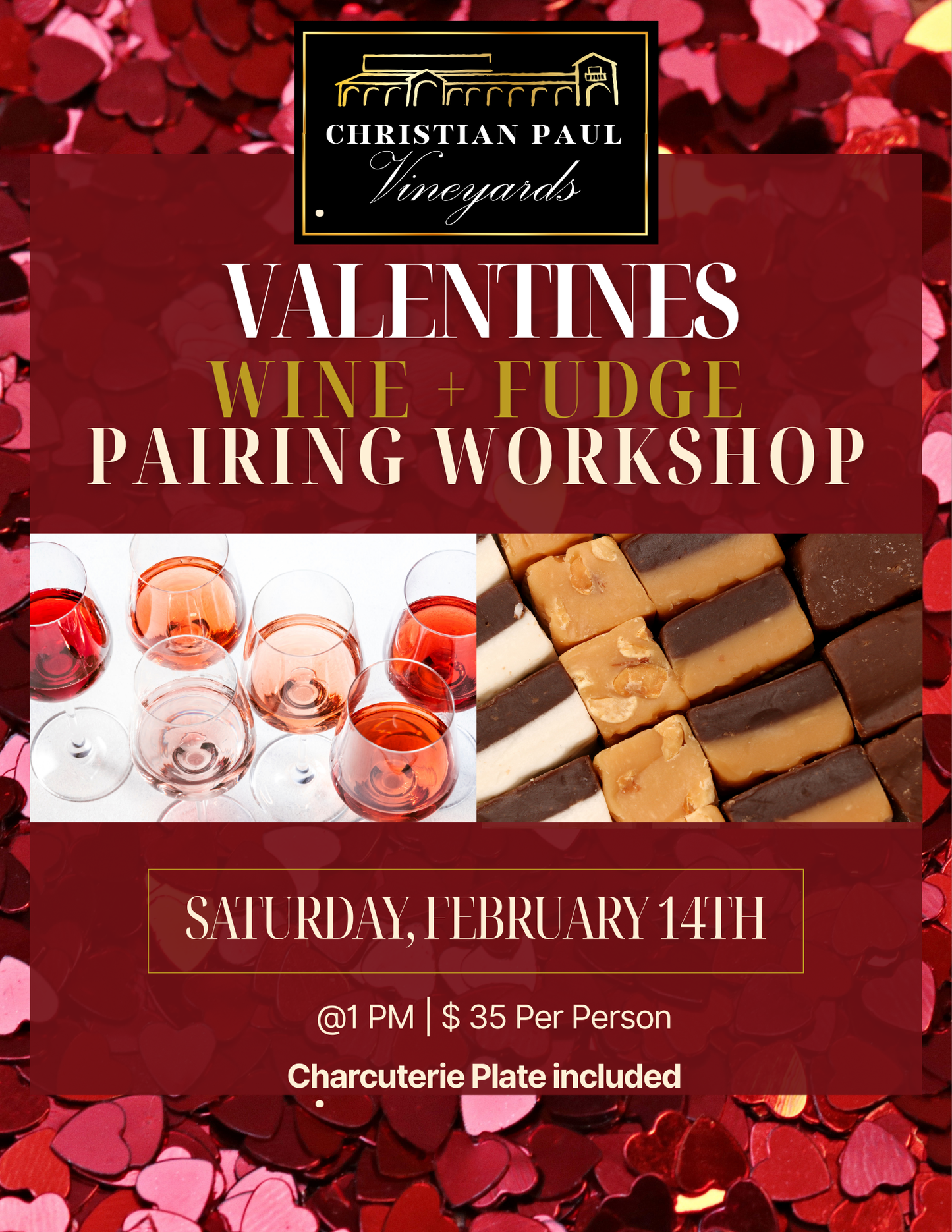 Valentines Day Fudge + Wine Pairing Workshop