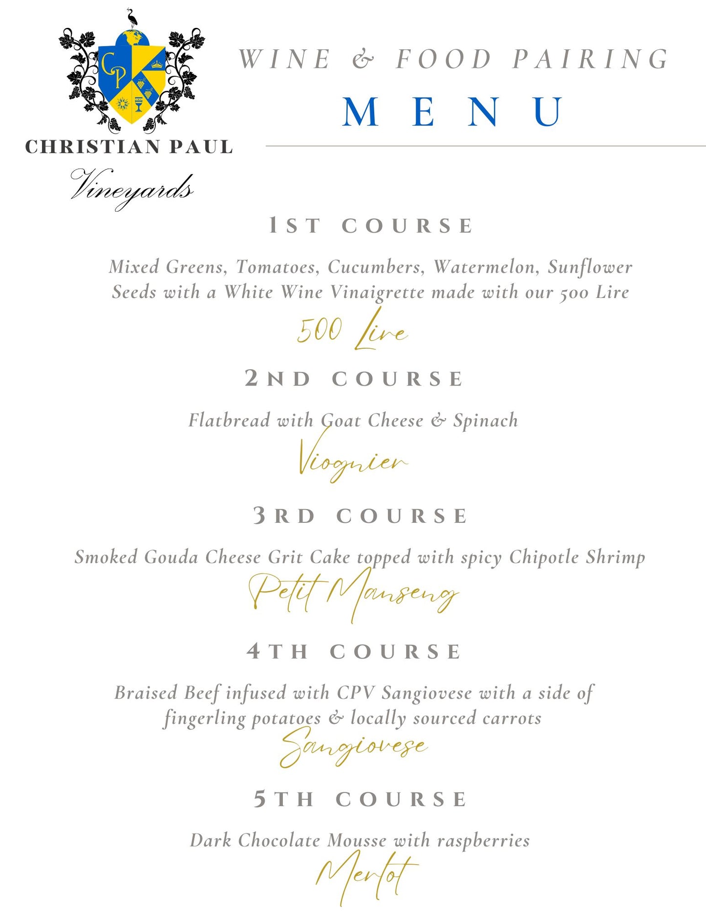 Wine and Food Pairing - Aug 31st (Wine Club Pricing)