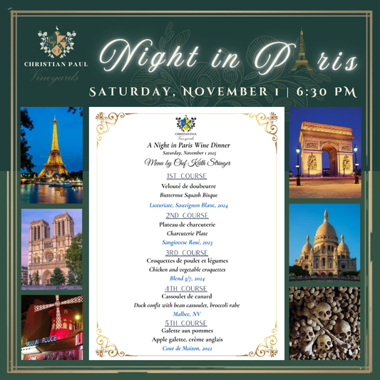 A Night in Paris - Wine Dinner Nov. 1 - Wine Club Pricing